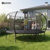 Trampolina ogrodowa XXXL dla dzieci HyperMotion - 430 cm 14FT - z drabinką i siatką wewnętrzną - do domu i ogrodu - 150kg max
